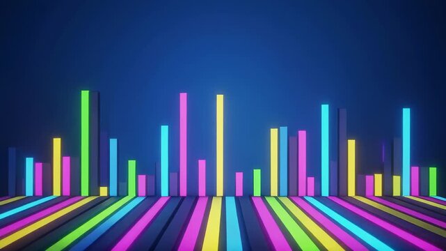 Neon Sound Waves pulsing with vibrant colors on a reflective floor during a futuristic DJ set