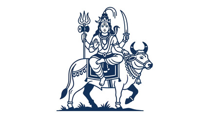 Fototapeta premium Hindu deity seated on bull, graphic illustration