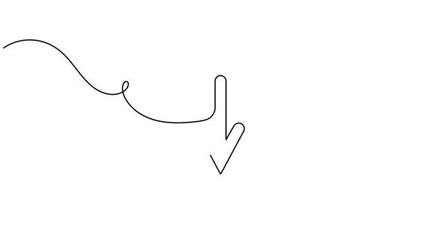 Animated of creative chat bubble with down arrow icon sign continuous one line drawing moving on white background minimalist single art progress notification feedback symbol animation