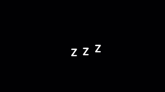 Sleeping Zzz Animation with Transparent Background, Cartoon Sleep Symbol with Floating Z Letters, Snoring and Sleeping Indicator Animation in 4K.