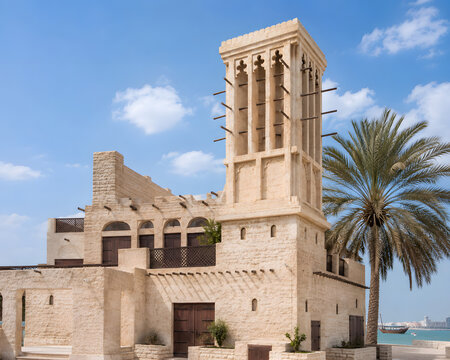 Traditional Bahraini Wind Tower House Near The Coast