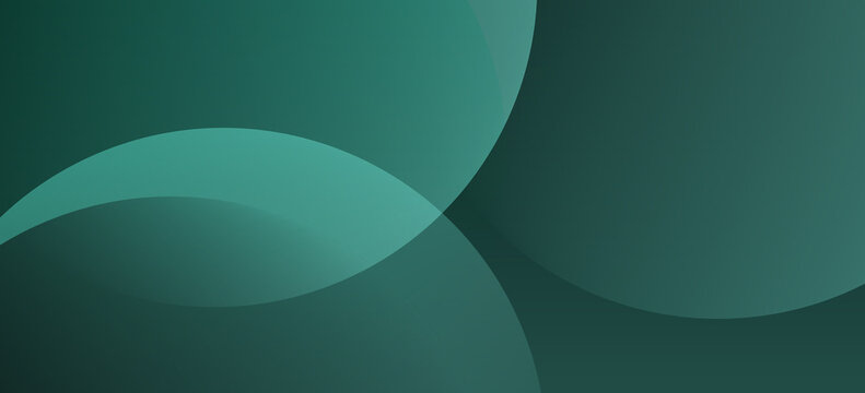 A dark green background with smooth, overlapping circles. The background is green with a gradient texture, creating a modern, abstract style. Minimal abstract circles vector gradient background
