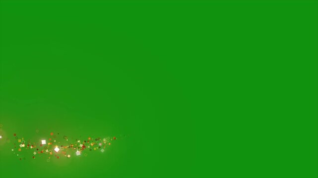 Glowing golden particle ring animation, sparkling fire circle burst with floating light sparks on green screen background, magical energy overlay 4K
