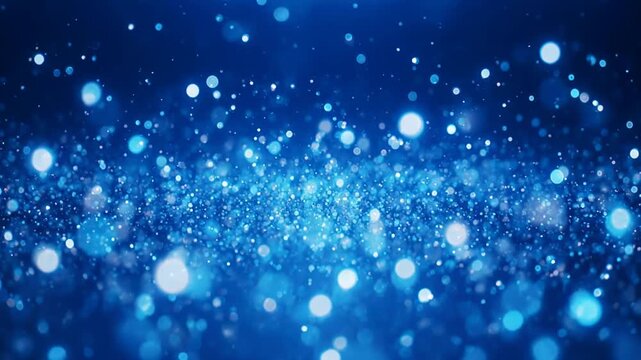 Shimmering blue particles flow in ethereal bokeh light a magical celebratory background with dreamy depth