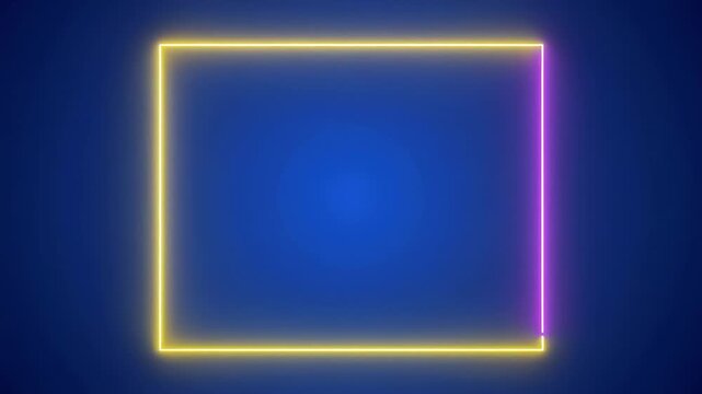 Neon squares pulse with light against a dark blue gradient background creating a modern abstract motion graphic