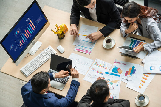 Business data dashboard provide business intelligence analytic for marketing strategy planning brisk with big data set to analyze customer demands and foreseeing business future