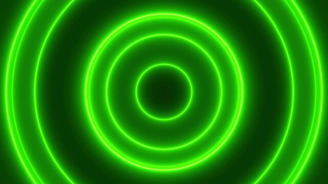 neon green circle frame overlay 4k, glowing neon circular border pulsing animation, live streaming neon sign circle effect. alpha channel