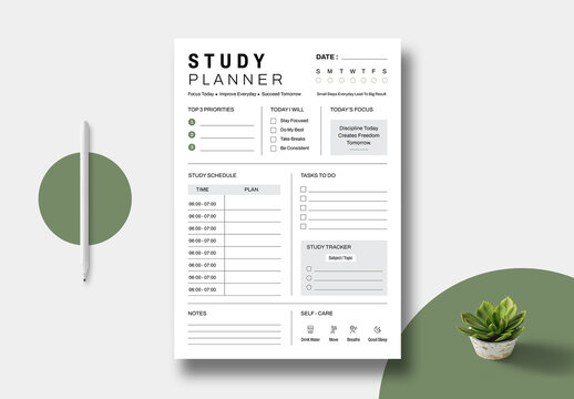 Study Planner Design Template Layout