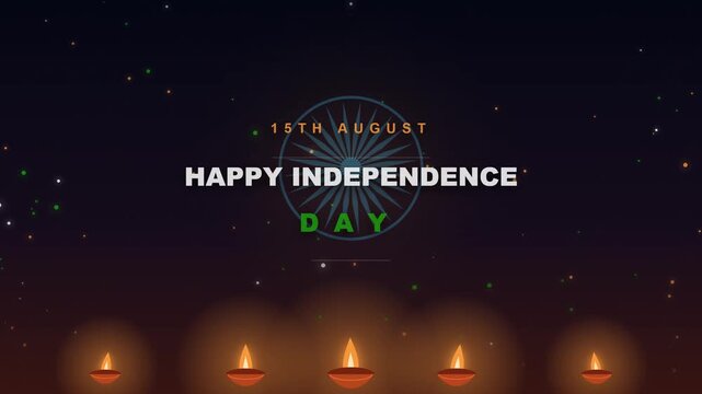 Independence day india celebration with glowing oil lamps at night