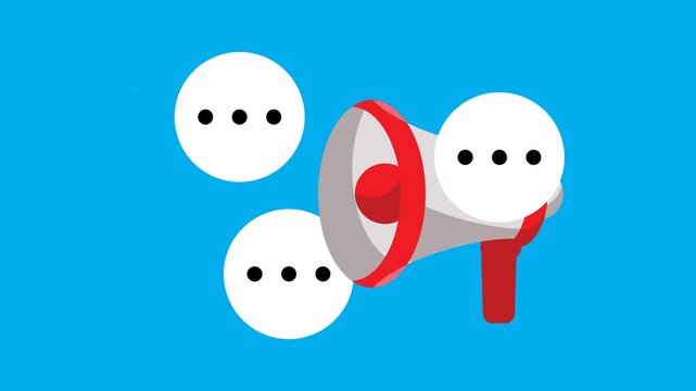 Animated Megaphone Announcement with Speech Bubbles Flat Vector Motion Graphic
