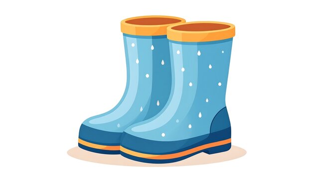 Cute Cartoon Rain Boots Icon Isolated on White Background for Outdoor Fashion and Wet Weather Clothing