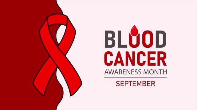 September Blood Cancer Awareness Red Ribbon Wave Background