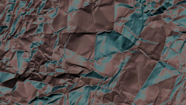 Dark brown and teal textured paper background with deep creases