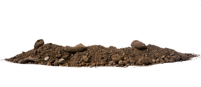pile of garden soil isolated on white background
