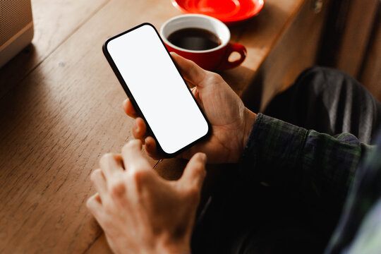 mobile phone blank white screen mockup.texting using cell phone.background empty space for advertise.work people contact marketing business,technology