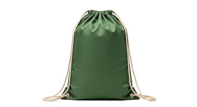 Olive green drawstring gym or travel drawstring bag with rope handles
