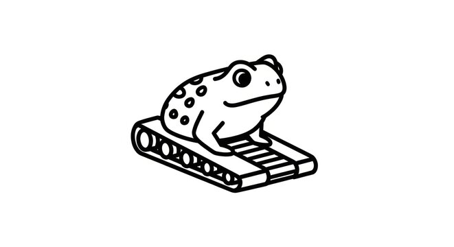 Frog sitting on keyboard drawing.