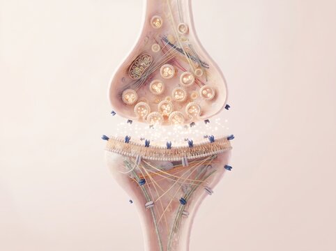 Synaptic communication between neurons with neurotransmitter vesicles neuroscience transmission vesicles communication chemistry neurotransmitter synaptic clinical research physiology