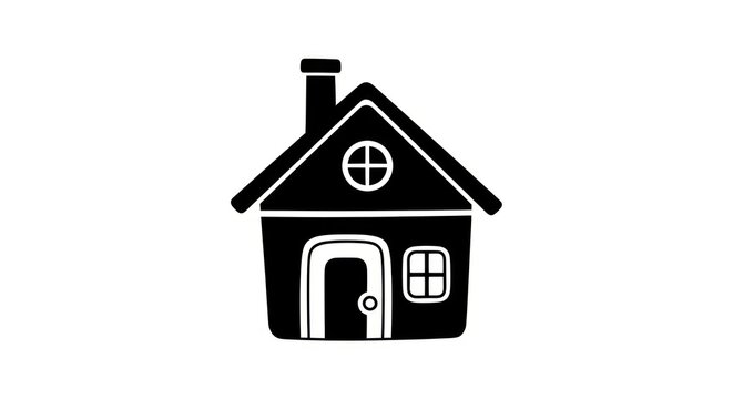 Simple black house icon illustration.