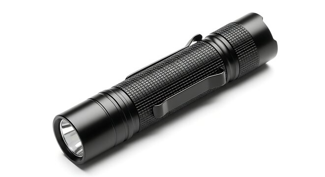 Black flashlight on white background.