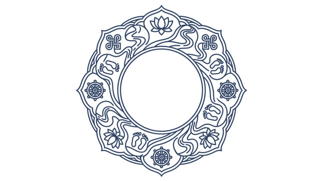 Intricate Mandala with Auspicious Symbols Isolated