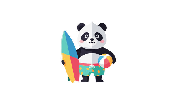 Cute Cartoon Panda Surfer Ready for Summer