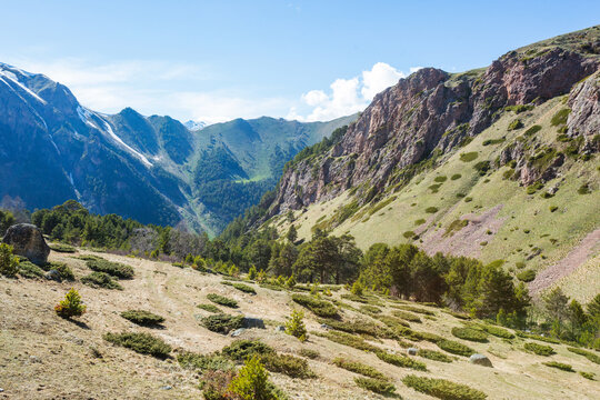 Caucasus Mountains landscape. Muhu Pass, Karachay-Cherkessia, Russia