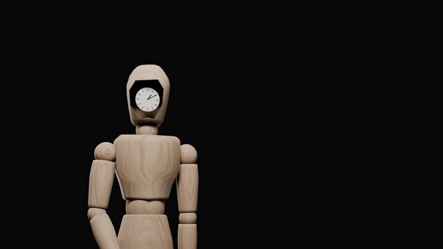 Clock Inside Human Head Stress Anxiety Time Pressure Mental Health Overthinking Concept