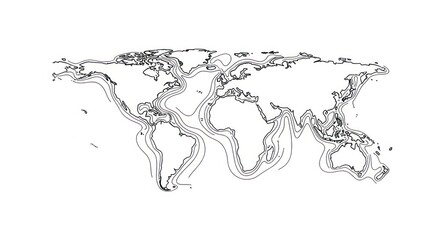 World map in black and white. © Slowme