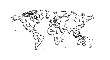 World Map Outline Illustration. © Slowme