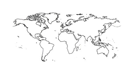 World Map Outline Illustration. © Slowme