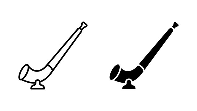 Set of two horn icons in line and silhouette styles