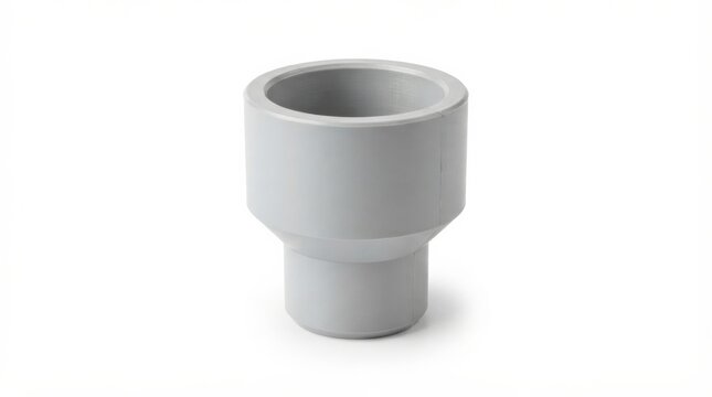 Grey pvc pipe reducer or adapter fitting with plumbing industrial connector