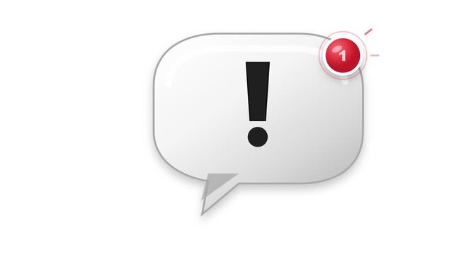 Exclamation mark notification speech bubble icon displaying digital motion alerts in this minimalist graphic animation clip