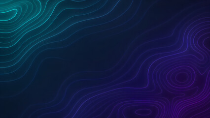 Abstract topographic background with neon lines, glowing blue and purple contour map, futuristic wave pattern for tech design © Ziku
