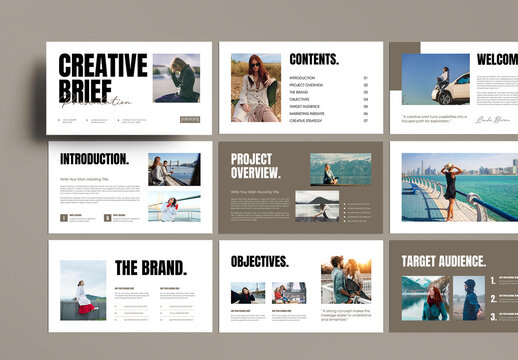Creative Brief Presentation Template with Modern Editorial Layout