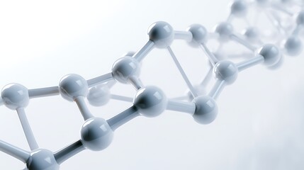 Fototapeta premium Minimal white DNA-inspired molecular lattice floating in a pristine white environment, soft shadows