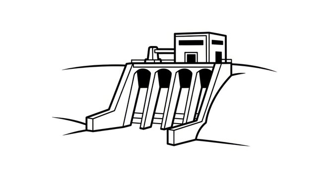 Hydroelectric Dam Structure Illustration.