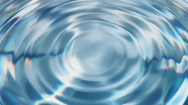 Transparent crystal surface generates circular expanding light ripples, overlapping optical waves forming mesmerizing interference patterns and soft caustic reflections with futuristic luxury atmosphe