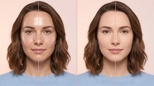 Comparison of Before and After Facial Skin Refinement Showing Clearer, Smoother Complexion and Enhanced Natural Features for a