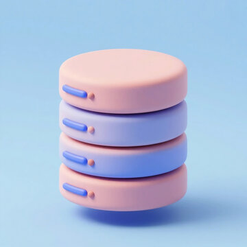 Minimalist 3D Pastel Database Server Stack Illustration