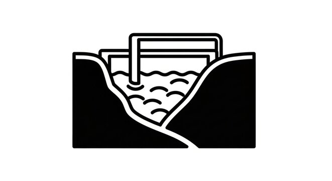 Dam Reservoir Water Storage Illustration.