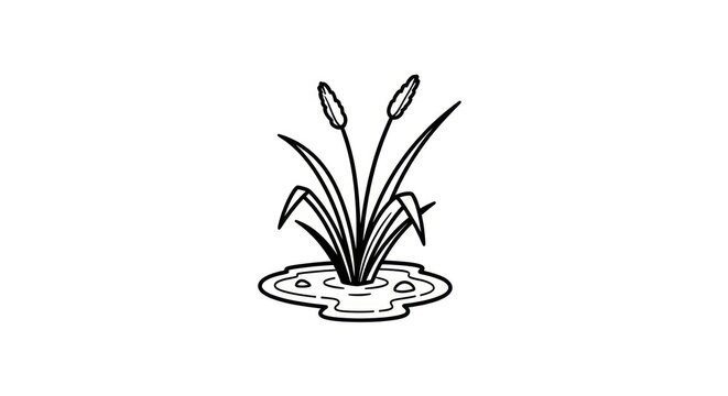 Simple black and white cattail plant.