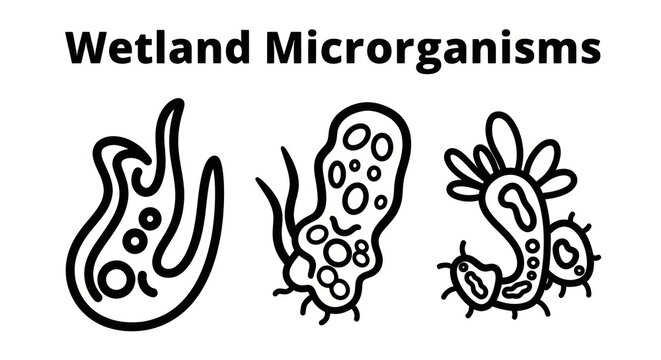 Wetland microorganisms illustration.