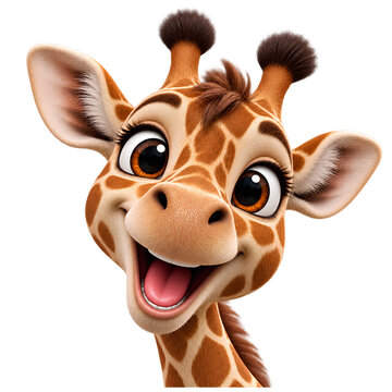 Cute 3D Giraffe Head Cartoon