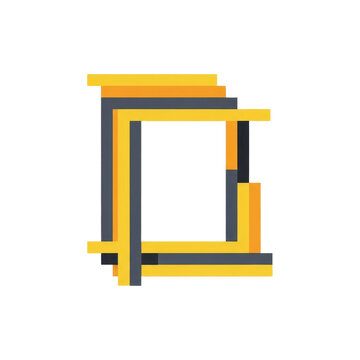 Modern 3D isometric square logo icon with layered yellow and dark grey rectangular shapes
