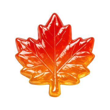 PNG Vibrant glossy maple leaf illustration.