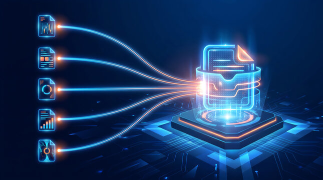 Digital document management system consolidating multiple files into a central master folder
