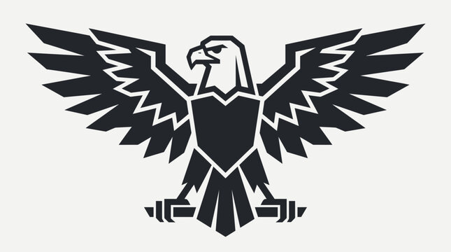 Stylized eagle emblem with spread wings vector graphic.