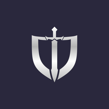 shield sword silver vector